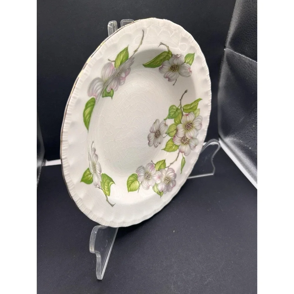 Vintage Pope Gosser Dogwood Serving Bowls Set of 6 Floral Scalloped Edge USA
